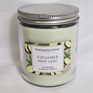 Huntington Home Soy Blend Cucumber Mint Leaf Scented Candle, 6.5 Oz, Single Wick